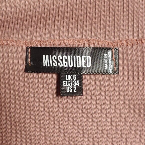 NWOT MISSGUIDED Taupe ribbed long sleeve bodycon midi dress - Picture 14 of 14